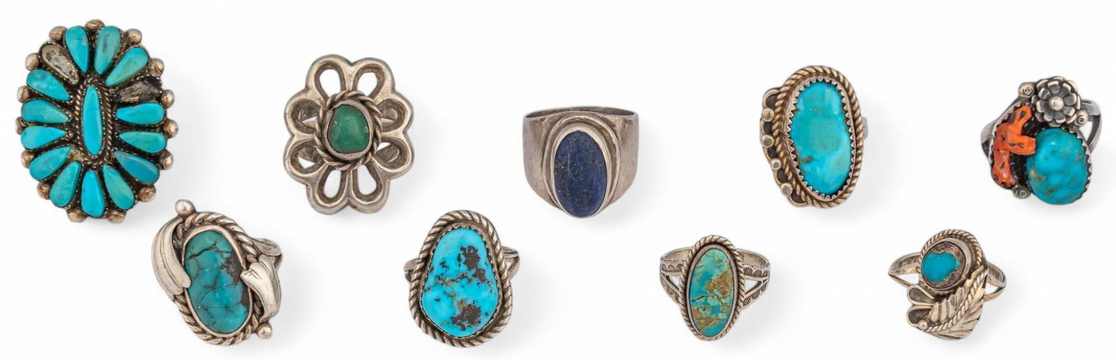 (9) Sterling Silver Turquoise Rings (1 of 8)