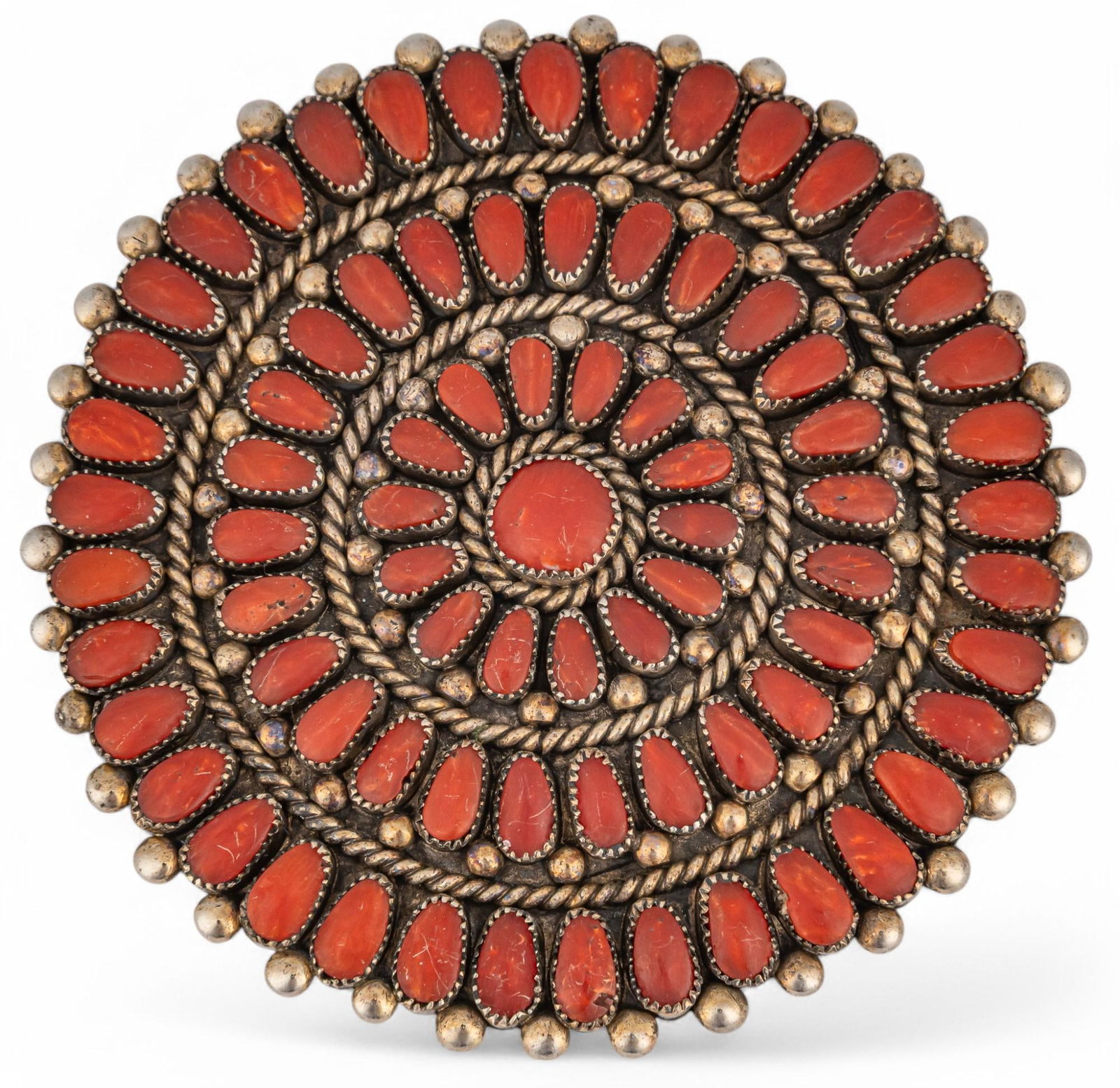 Sterling Silver Zuni Style Coral Pendant (1 of 5)