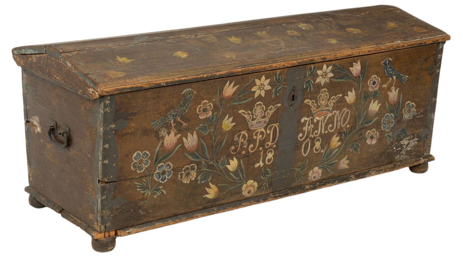 1808 Hand Painted Wood Wedding Trunk (1 of 9)