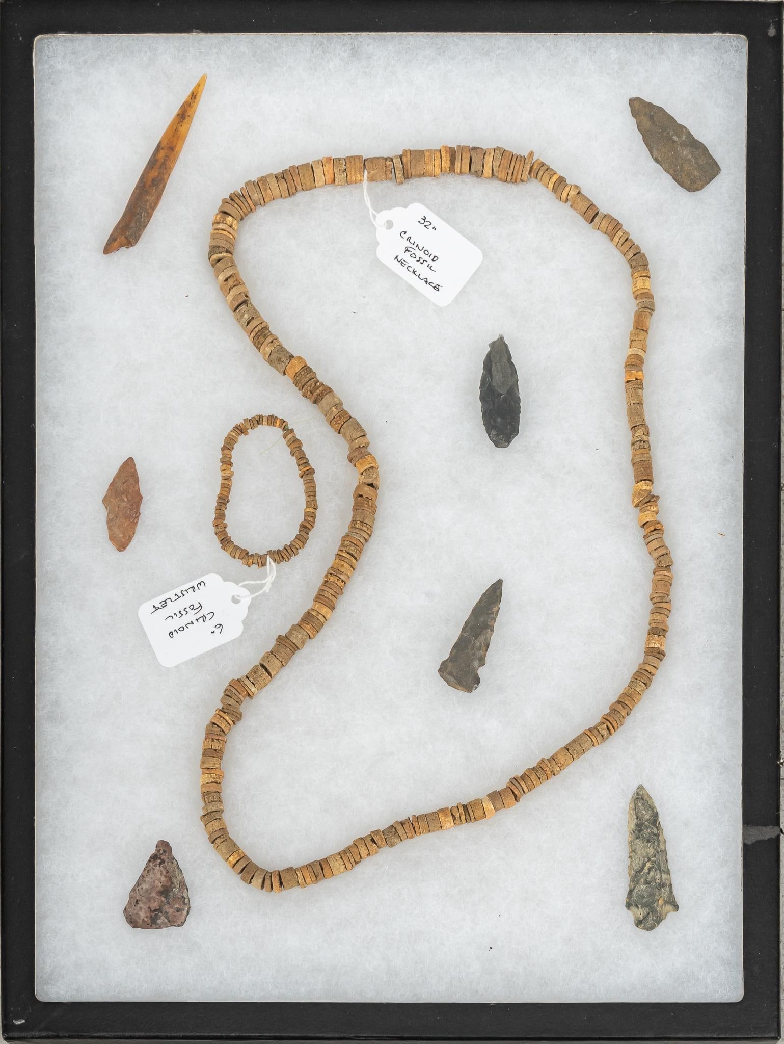 Framed Collection of Primitive Stone Items (1 of 7)