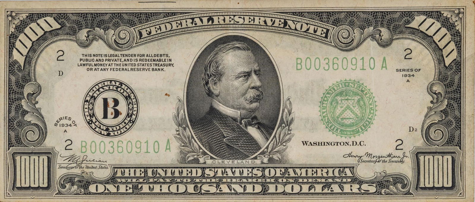 $1000 1934A Federal Reserve Note (1 of 4)