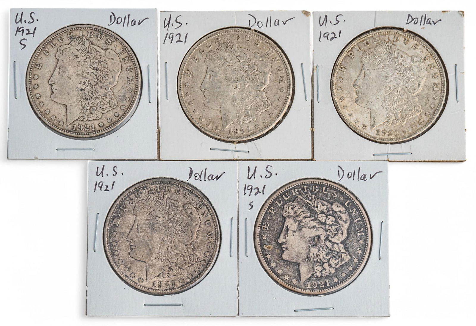 (5) 1921 Morgan Silver Dollars (1 of 2)