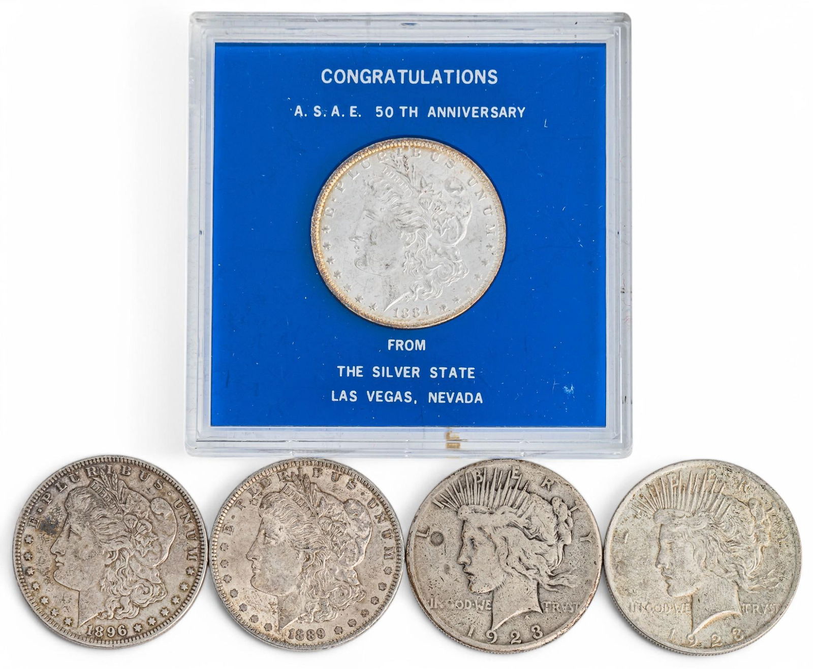 (3) Morgan Silver Dollars and (2) Peace Dollars (1 of 6)