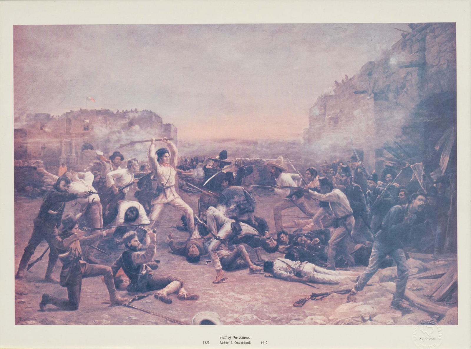 Robert J. Onderdonk, "The Fall of the Alamo" Litho (1 of 6)