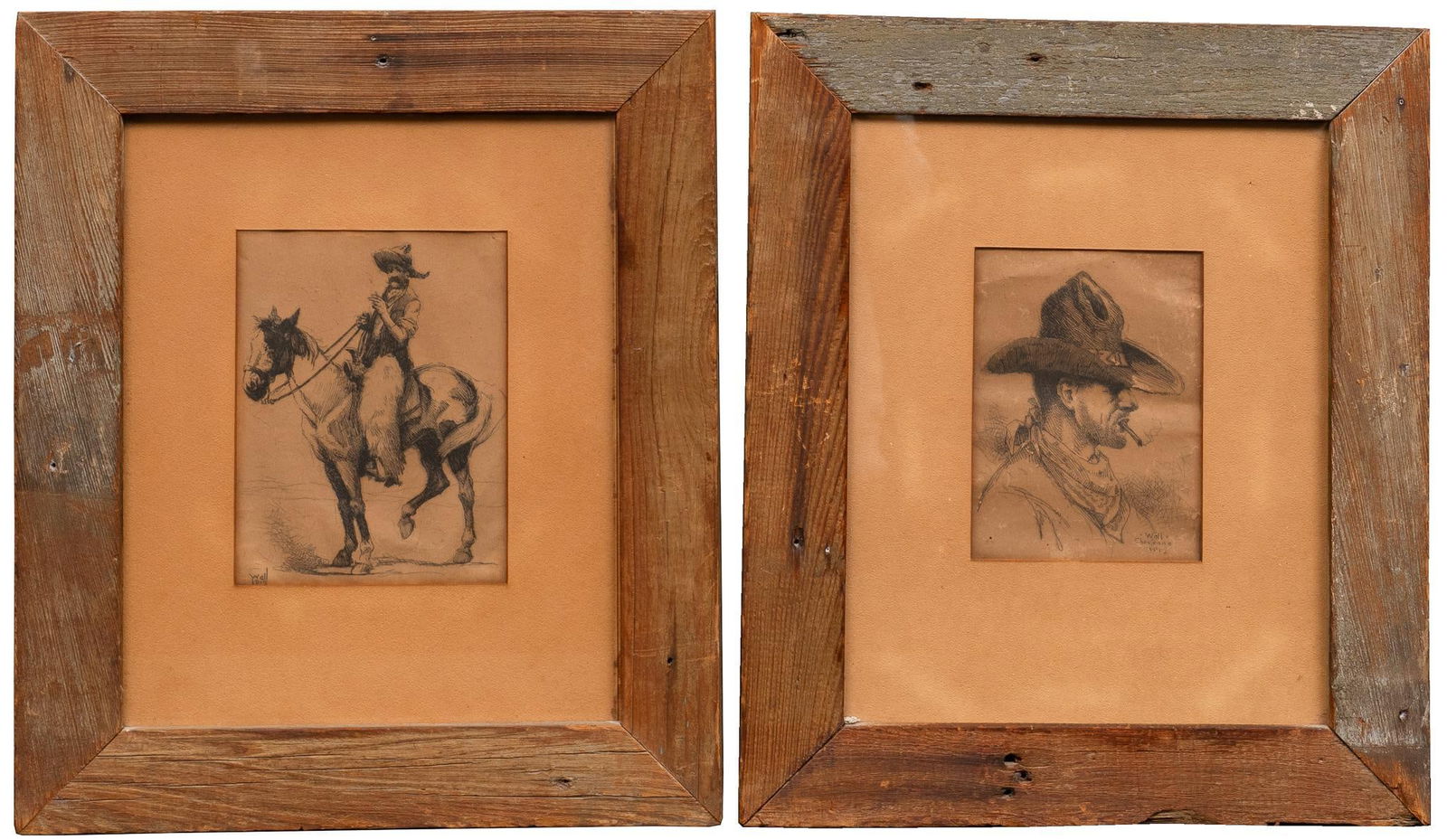 Bernhardt Wall, (2) Vaquero Etchings, 1915 (1 of 7)