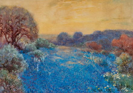 Julian Onderdonk, Field of Bluebonnets: Julian Onderdonk (Texas / New York, 1882-1922), field of bluebonnets, watercolor and gouache on paper sight: 9.5 x 13 in., frame: 18.5 x 22 in. Provenance: Originally purchased from the artist,