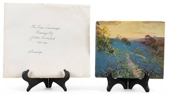 Julian Onderdonk Portfolio and Steinfeldt Book: Julian Onderdonk (Texas / New York, 1882-1922), portfolio of (12) lithographs ("Julian Onderdonk: The Texas Landscape Drawings"), and Cecilia Steinfeldt's book, "The Onderdonks: A Family of Texas