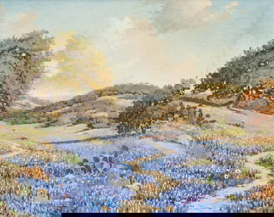 Randy Peyton, Bluebonnet Path: Randy Peyton (Texas / Italy, b. 1958), bluebonnet path, oil on canvas sight: 15.5 x 19.5 in., frame: 25.5 x 29.5 in. Provenance: Property from the collection of a San Antonio, Texas couple