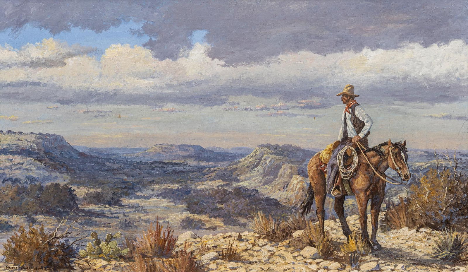 Robert Harrison, Lone Cowboy and Horse in Desert (1 of 6)