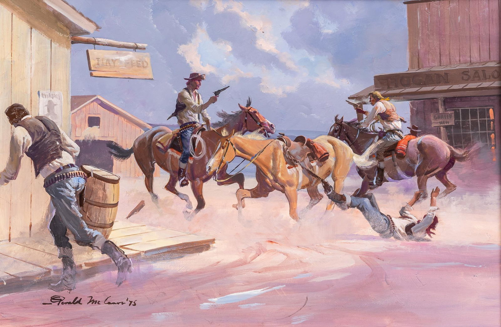 Gerald McCann, "The Clayton Brothers", 1975: Gerald McCann (Connecticut, 1916-1995), "The Clayton Brothers", 1975, oil on masonite sight: 20 x 30 in., frame: 23 x 33 in. Provenance: Property from the collection of an Austin, Texas gentleman G