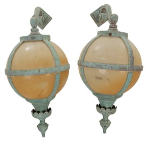 Pair of Large Outdoor Globe Sconces
