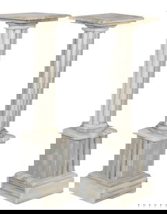 Pair of Neoclassical Style Pedstals: Pair of white onyx Neoclassical style pedestals height 39 in. x width 11 in. x depth 11 in.
