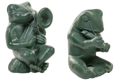 (2) Iron Frog Statues