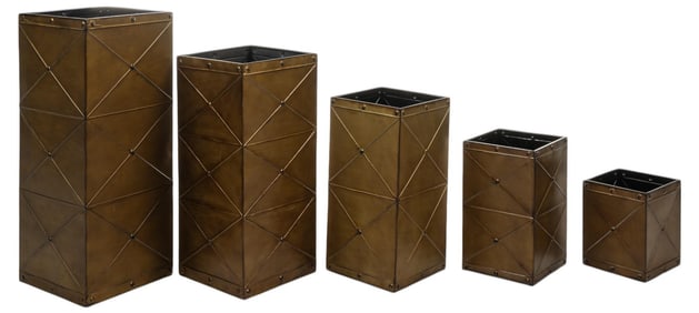 Group of (5) Tin Planters