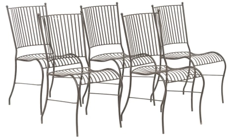 Set of (5) Antique Metal Patio Chairs