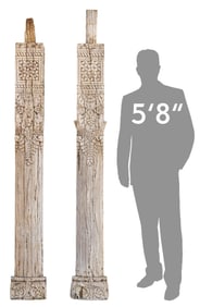 Pair of Carved Wooden Architectural Pillars