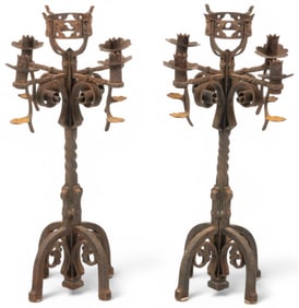 Pair of Iron Candelabras