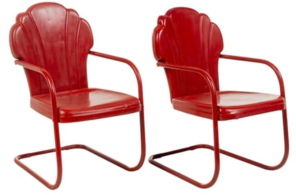 (2) Red Patio Chairs