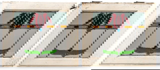 Pair of Stained Glass Panels