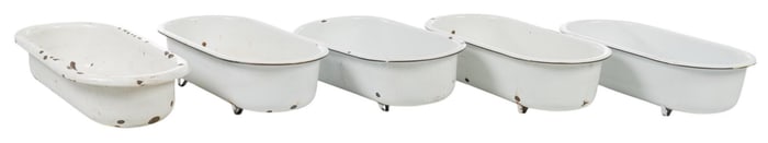 (5) Small Enamel Tubs