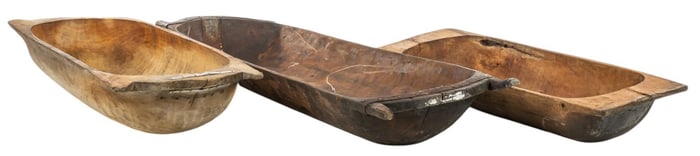 (3) Wooden Dough Troughs