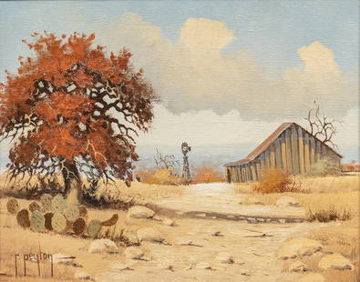 Randy Peyton, Autumn Windmill: Randy Peyton (Texas / Italy, b. 1958), autumn windmill, oil on canvas sight: 8 x 10 in., frame: 16 x 18 in. Provenance: Property from the collection of a San Antonio, Texas couple moving to