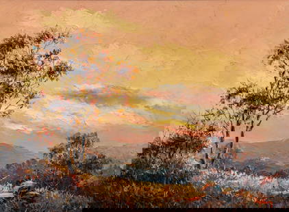 Dalhart Windberg, Hilltop Sunset: Dalhart Windberg (Texas, b. 1933), hilltop sunset, oil on canvas sight: 12 x 16 in., frame: 21 x 24.5 in. Provenance: Property from the collection of a San Antonio, Texas lady Dalhart