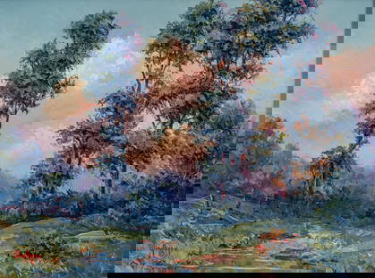 Dalhart Windberg, Landscape with Trees, 1976: Dalhart Windberg (Texas, b. 1933), landscape with trees, 1976, oil on canvas sight: 8.5 x 11 in., frame: 15.5 x 18.5 in. Provenance: Property from the collection of an Austin, Texas gentleman