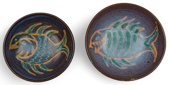Harding Black, (2) Fish Glazed Bowls