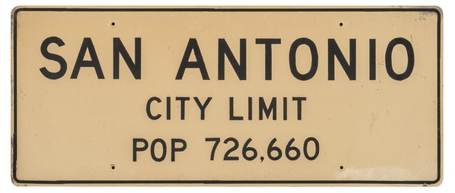 Vintage San Antonio, Texas City Population Sign