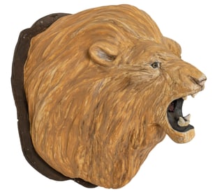 Vintage Playland Park Painted Lion Head Mount