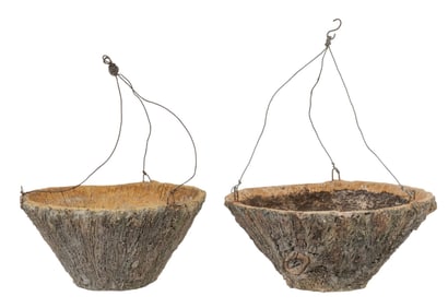 Pair of Sam Murray Hanging Faux Bois Planters