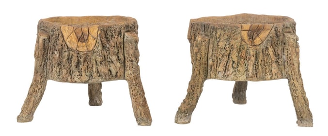 Pair of Sam Murray Faux Bois Planters