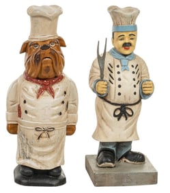 Pair of Wooden Chef Figures