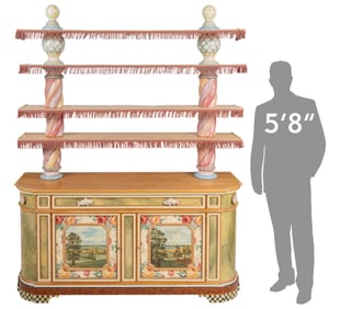 MacKenzie-Childs Cherry Wood and Ceramic Credenza