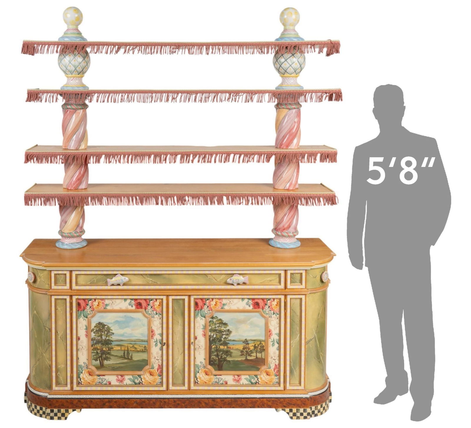 MacKenzie-Childs Cherry Wood and Ceramic Credenza (1 of 10)