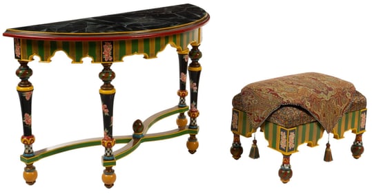 MacKenzie-Childs, Demilune Table with Seat