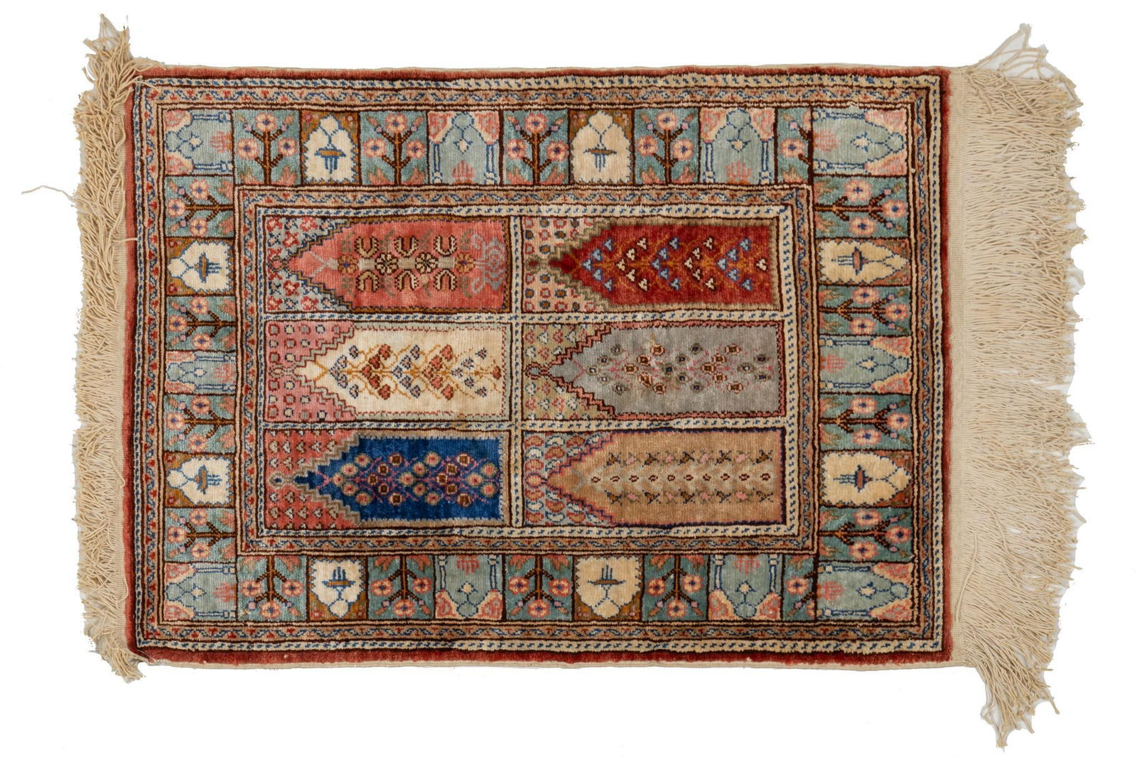 Small Handwoven Prayer Rug, 2 ft. 2 in. x 1 ft. 4 in. (1 of 3)