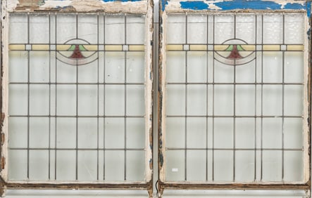 Pair of Stained Glass Panels