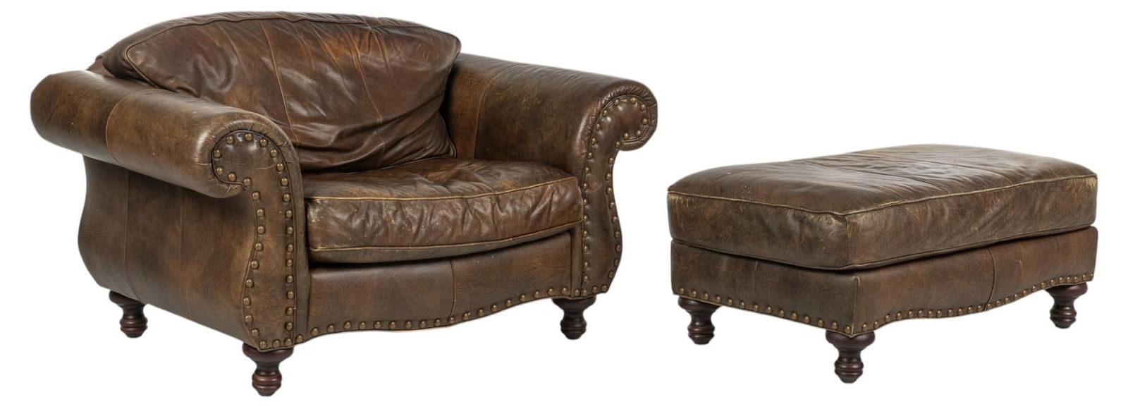 Leather Armchair and Ottoman (1 of 11)