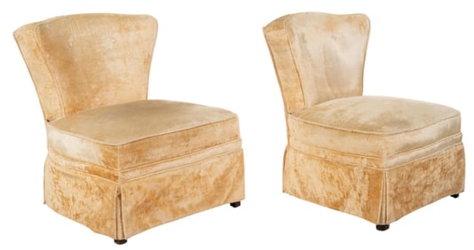 Pair of Upholstered Slipper Chairs