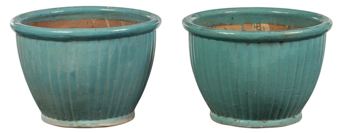 Pair of Turquoise Planters