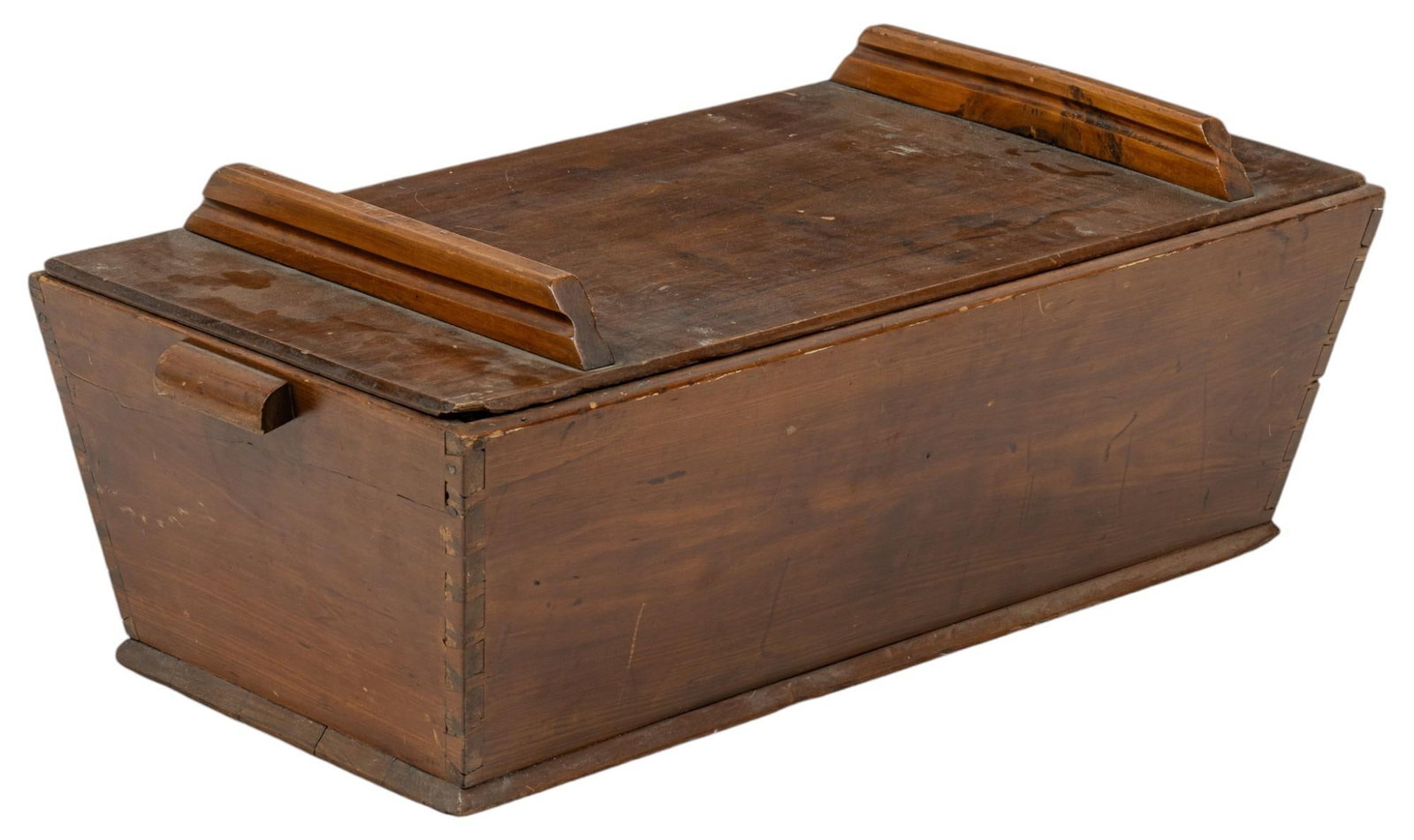 Wooden Dough Box: Wooden dough box with handles height 11 in. x width 31 in. x depth 14.5 Provenance: Property from the home of a San Antonio, Texas lady