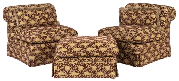 Pair of Chairs and Ottoman