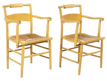 Pair of Rush Dining Chairs