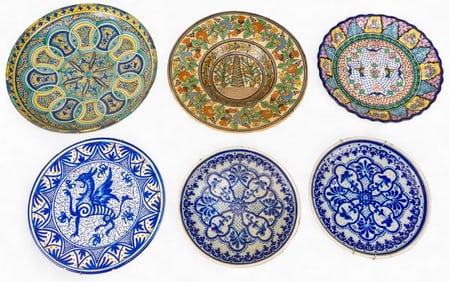 (6) Majolica Plates