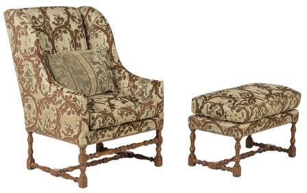 Upholstered Armchair & Ottoman