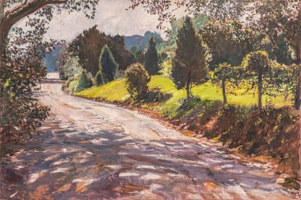 Tree-Lined Road, Oil on Canvas