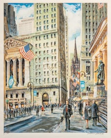 Kamil Kubik, Wall Street Scene Lithograph