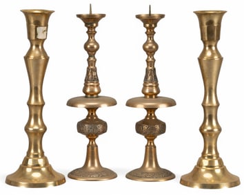 (2) Pairs of Vintage Brass Candlesticks